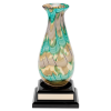 Multi-colored vase on a base.