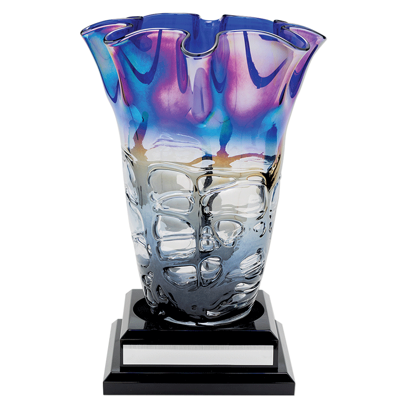 14" Art Glass Vase with base DRTC Awards