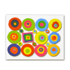 Notecard with circles and square design.