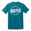 Teal shirt with DRTC's latitude & longitude coordinates on the back.