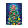 Holiday tree with a poinsettia as the star on top, designed by Woody. Tree has DRTC's Embracing the Difference circle and square shapes as ornaments.