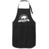 Black apron with a white imprint of a buffalo in the middle of a circle with five stars forming an arch slightly above the buffalo. Banner below reads "Oklahoma."