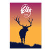 Elk silhouette in a sunset-colored background. "Elks USA"